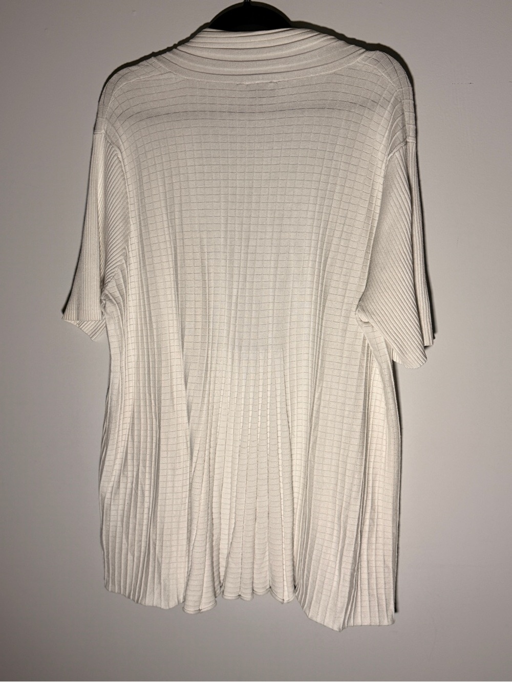 Lane Bryant Cream Ribbed Open-Front Short-Sleeve Cardigan - Picture 3 of 5